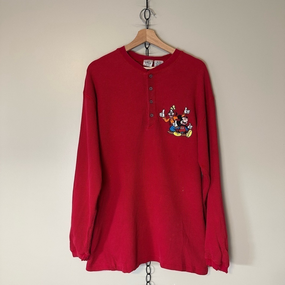 Vintage Disney Thermal Henley Long Sleeve Shirt Large